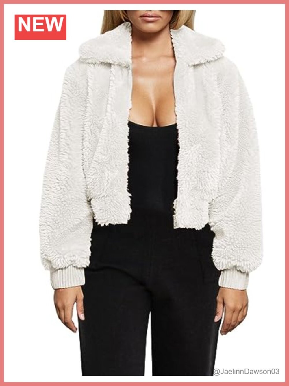 Cropped Faux Fur Teddy Jacket Zip Up Oversized Fleece Lapel Coat Pockets